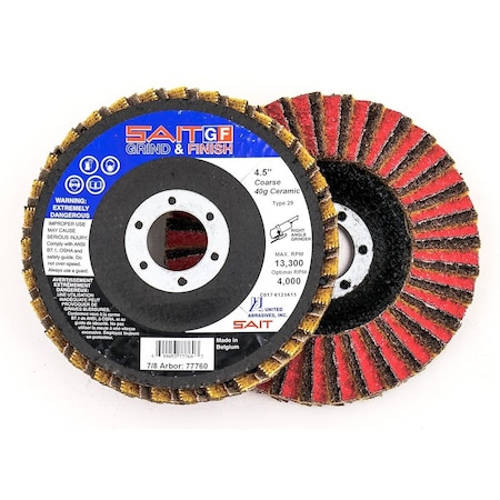 United Abrasives - Sait Grind/Finish Flap Disc T29 4-1/2  X 7/8 150 Grit Coated & Non-Woven